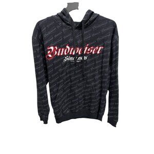 Attitude Men's Medium Budweiser Pullover Hoodie NWT Since 1876 All Over Print